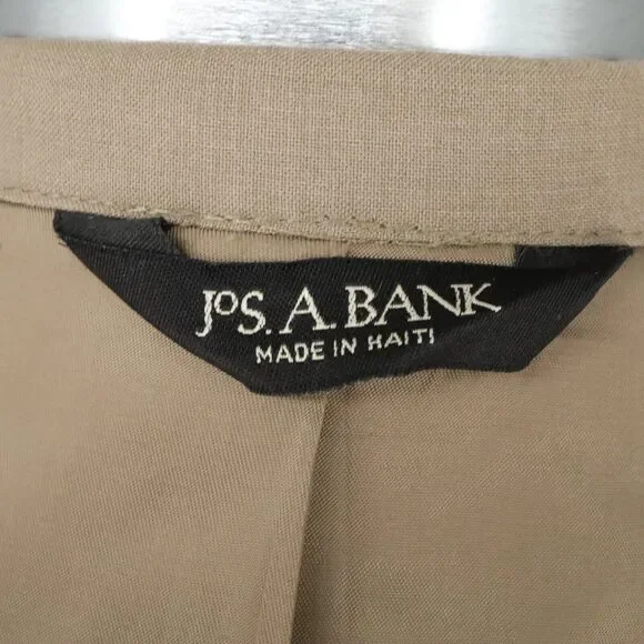 Jos A Bank Sport Coat Mens 46L Beige Tan Wool Jacket Two Button Lined